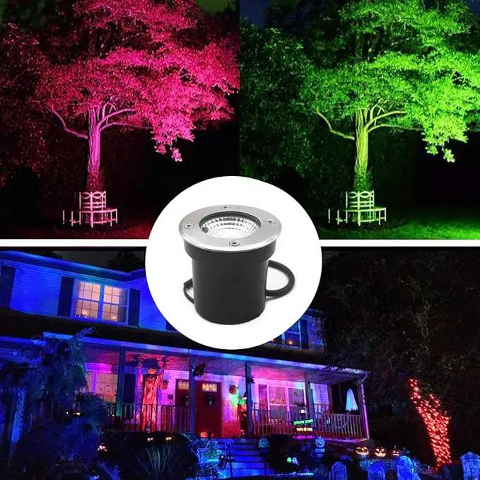 4 Pack 3w 12v Low Voltage In-ground Lights LED Landscape Light Waterproof IP67 Pathway Lights Outdoor spotlights Trees Flags for Garden,Yard,Tree (RGB) by GreenHaven Gardens