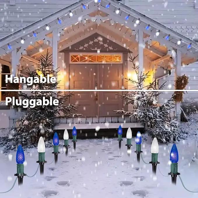 Brightown Strawberry C9 Christmas String Lights Outdoor - 25.7FT 20 LED Pathway, Connectable C9 Walkway, Waterproof Decoration for Lawn Outside - Blue & Pure White by GreenHaven Gardens