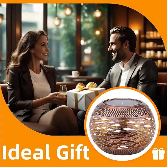 Waterproof Solar Lanterns Outdoor 2-Pack - Retro Metal Hollow-Out Garden Lights, Outdoor Yard Garden Porch Patio Lawn Inside Tabletop Decorations Unique Gardening Gifts for Women, Mom, Mother's Day by GreenHaven Gardens