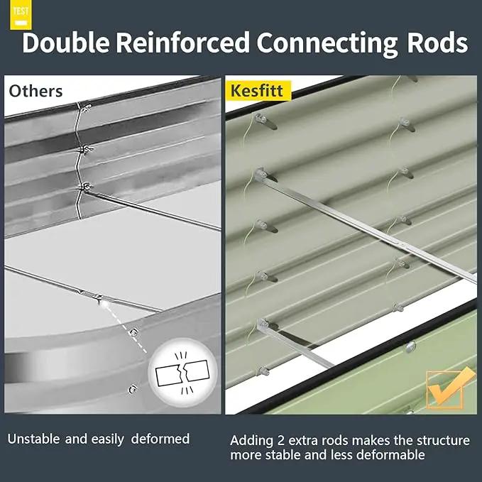 Kesfitt Galvanized Raised Garden Bed Kit,18" Tall 7-in-1 Outdoor Metal Planter Boxes with Safety Edging,8×2×1.5FT Modular Large Steel Raised Beds for Gardening Vegetables Fruits Flower by GreenHaven Gardens