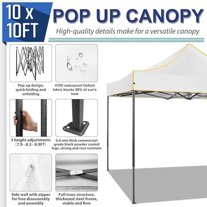 COBIZI 10x10 Heavy Duty Pop up Canopy Tent with 4 Removable Sidewalls, Ez Pop up Canopy with Portable Bag, Commercial Gazebo Waterproof Sunshade for All Weather Party Camp Stall Patio by GreenHaven Gardens