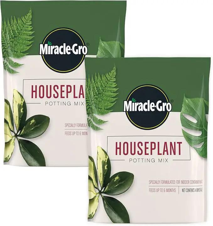 Miracle-Gro Houseplant Potting Mix - Fertilized Soil, Designed to be Less Prone to Gnats, 4 qt. (2-Pack) by GreenHaven Gardens