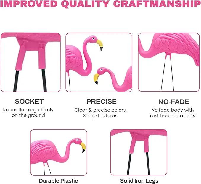 4E's Novelty 2 Pink Flamingos Yard Decorations - Large 23" Flamingos Yard Ornaments - Pink Flamingos for Yard Sculptures & Statues - Lawn Flamingos Outdoor Garden Decor, Weather Resistant by GreenHaven Gardens