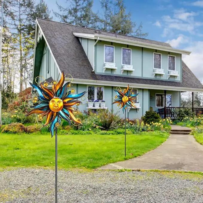 VEWOGARDEN Garden Solar Wind Spinner, Sun Outdoor Metal Wind Sculpture Yard Art Decor for Patio, Lawn & Garden by GreenHaven Gardens