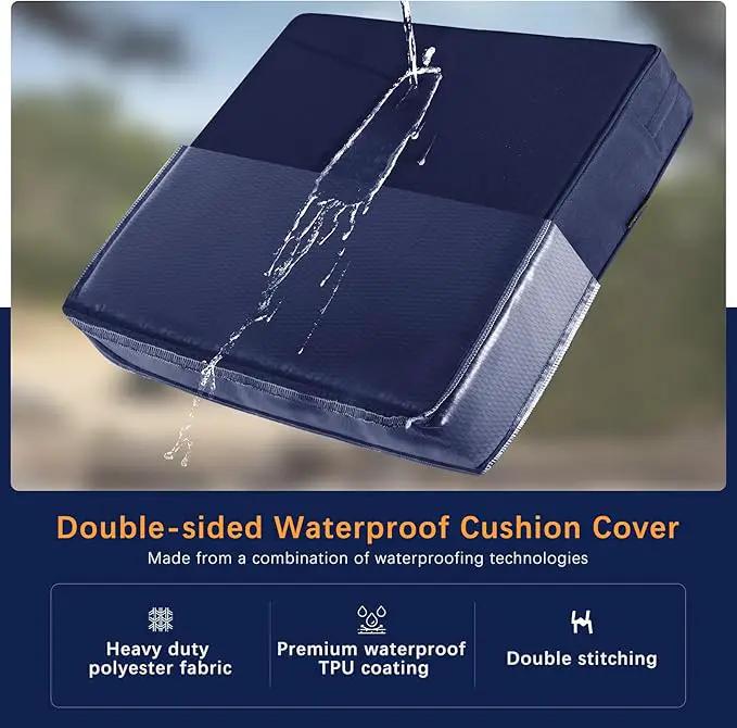 Favoyard Outdoor Seat Cushion Set 19 x 19 Inch Waterproof & Fade Resistant Patio Furniture Cushions with Removable Cover Deep Seat & Back Cushion with Handle and Adjustable Straps for Chair Sofa Couch by GreenHaven Gardens