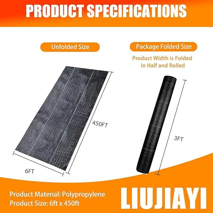 LIUJIAYI 2.4oz-6FTx450FT Weed Barrier Landscape Fabric - Durable Weed Block Gardening Ground Cover Mat, Woven Geotextile Fabric for Underlayment, Commercial Driveway Stabilization, Weed Control Cloth by GreenHaven Gardens