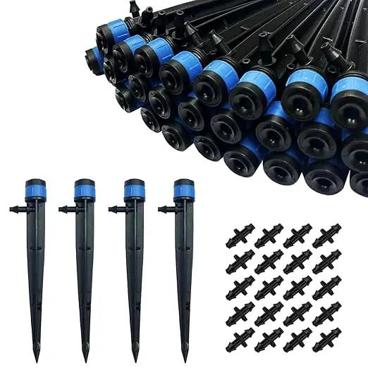 BEADNOVA Drip Irrigation Spray Emitters 50pcs Drip Emitters for 1/4 Inch with Straight Coupling Full Circle Micro Sprinkler Adjustable Irrigation Drippers for Drip Irrigation Parts Garden Patio Lawn by GreenHaven Gardens