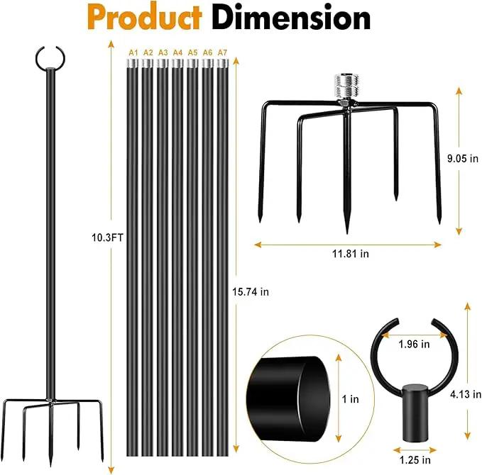 String Lights Poles Outdoor 10.3FT, 2 Pack 2 in 1 Upgraded Metal Light Poles for Hanging String Lights, Outside Lighting Stand with Hooks for Wedding, Parties, Deck, Garden, Fence Decor by GreenHaven Gardens