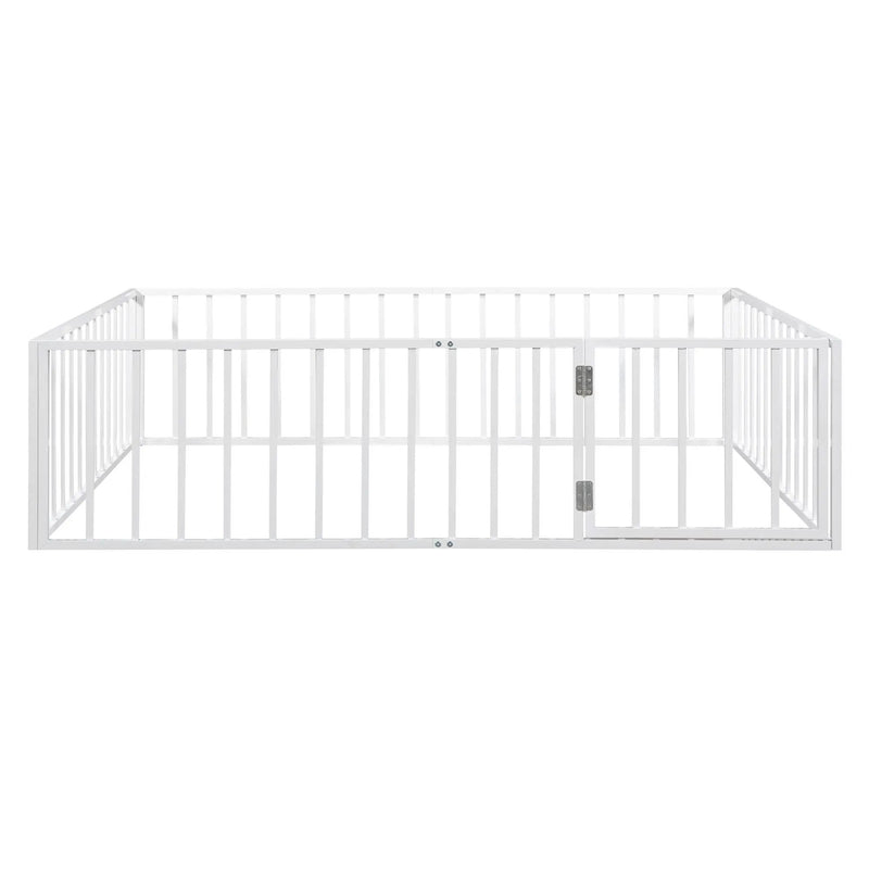 Metal Floor Bed Frame With Fence And Door by HouseOfZazla