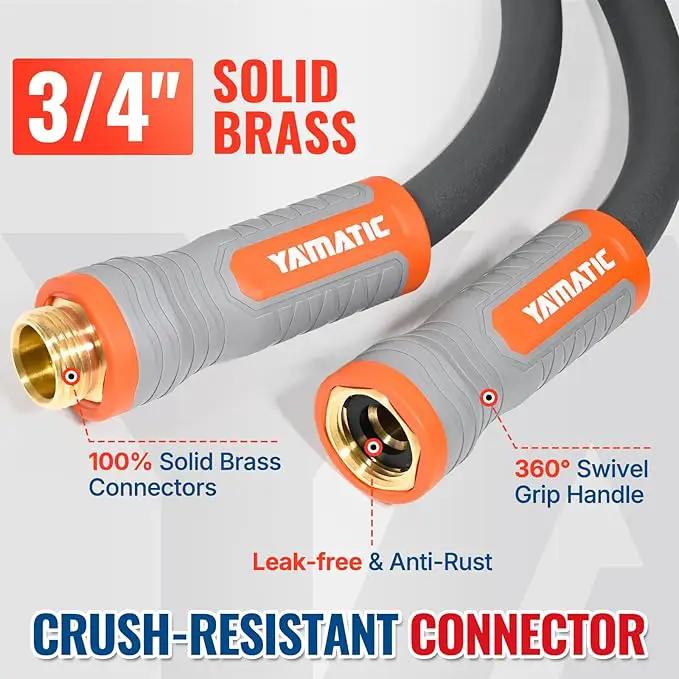 YAMATIC Short Garden Hose 5/8 in x 20 ft with Swivel Handle, Super Flexible Leader Hose, All-weather, Lightweight, Burst 600 PSI, Grey by GreenHaven Gardens