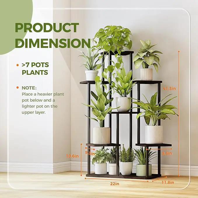 Bamworld 7 Tier Plant Stand Indoor, Large Metal Plant Shelf for Multiple Plants, Tall Tiered Flower Stand for Patio Garden Balcony Living Room Bedroom(Black) by GreenHaven Gardens