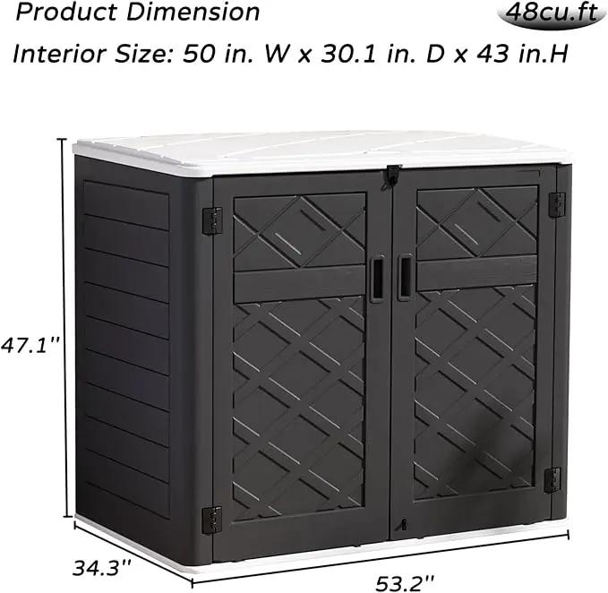 Resin Outdoor Storage Shed, 38 cu.ft Outdoor Storage Box Waterproof for Garden Tools, Patio Furniture, Trash Cans, Garage Storage, Lockable (Black) by GreenHaven Gardens
