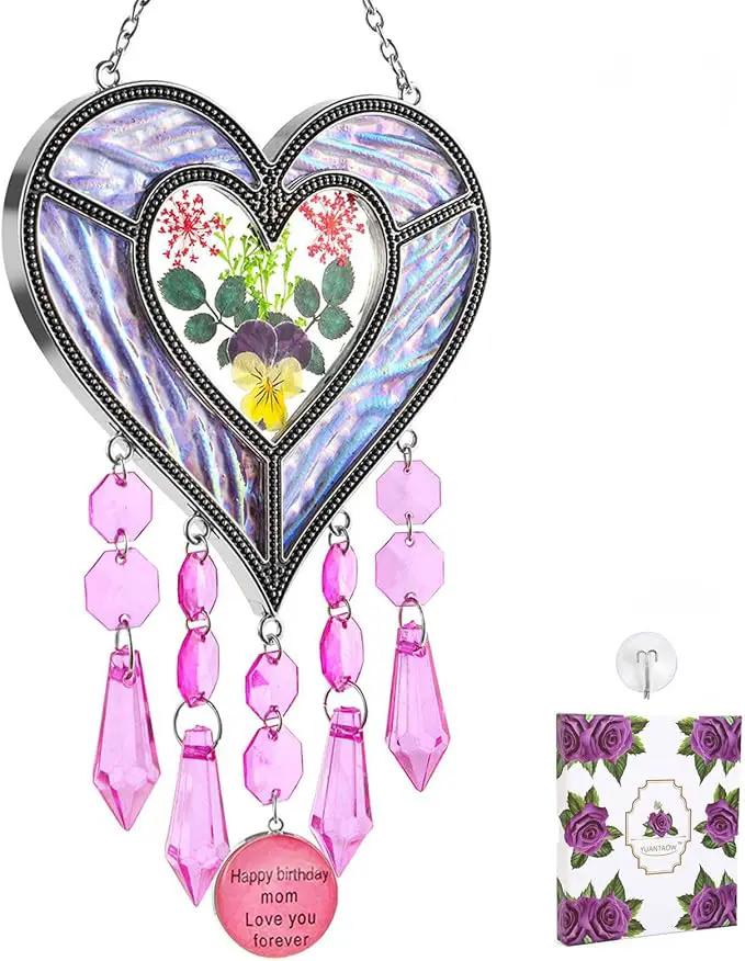 Mom's Birthday Gift Cool Purple Glass Heart-Shaped Sun Catcher by GreenHaven Gardens