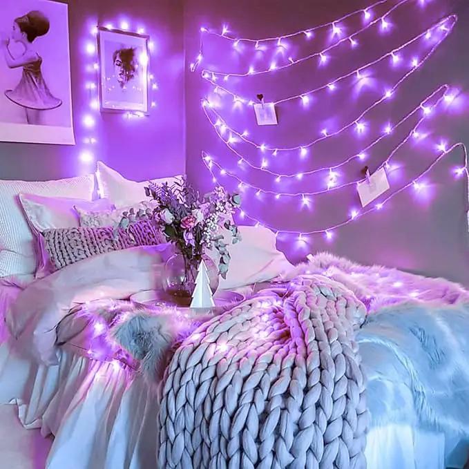 JMEXSUSS Purple Christmas Lights Indoor Outdoor Clear Wire, 66ft 200 LED Purple Lights for Christmas Tree, 8 Modes Purple String Lights Plug in for Christmas Bedroom Garden Party Xmas Decorations by GreenHaven Gardens