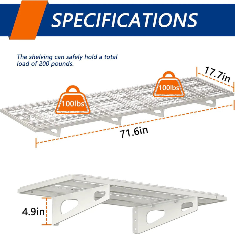 2-Pack 1.5x3FT Garage Shelving 17.7-inch-by-35.8-inch Wall Shelf Garage Storage Rack Wall Mounted Floating Shelves,White by GreenHaven Gardens