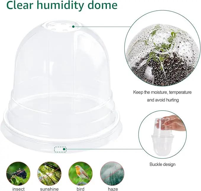 30 Packs 4 Inch Reinforced Clear Nursery Pots with Humidity Dome, Transparent Variety Pack Plastic Plant Pot Seedling Planter Seed Starter Flower by GreenHaven Gardens