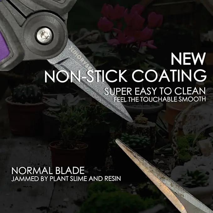 Non-stick Resin Resist Blade Micro-Tip Garden Snips 6" Fluorine Coating Garden Scissors Pruning Shear Precision Bud Trimming Hand Pruner Leaf Stem Sharp Snips Effort-saving 2 PACK by GreenHaven Gardens