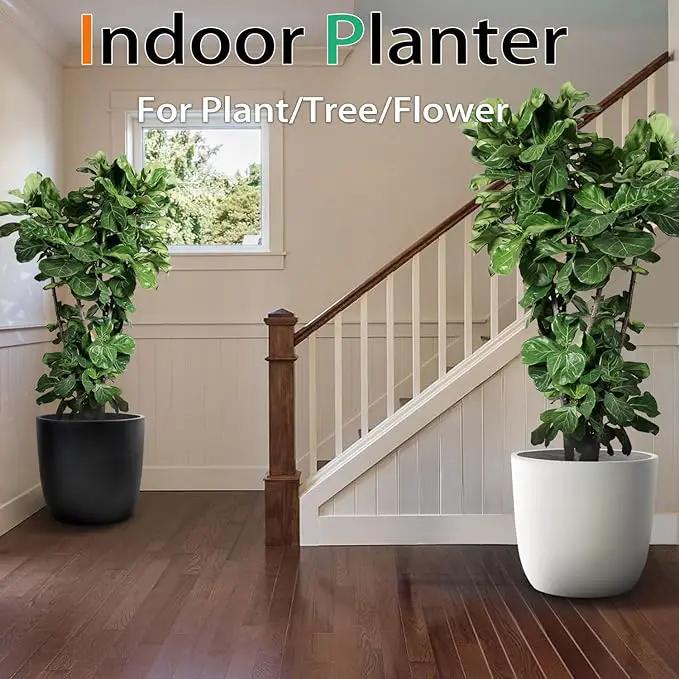 Concrete Planter Outdoor Indoor, Large Cement Plant Pots for Trees Flowers (Black, 18 inch) by GreenHaven Gardens