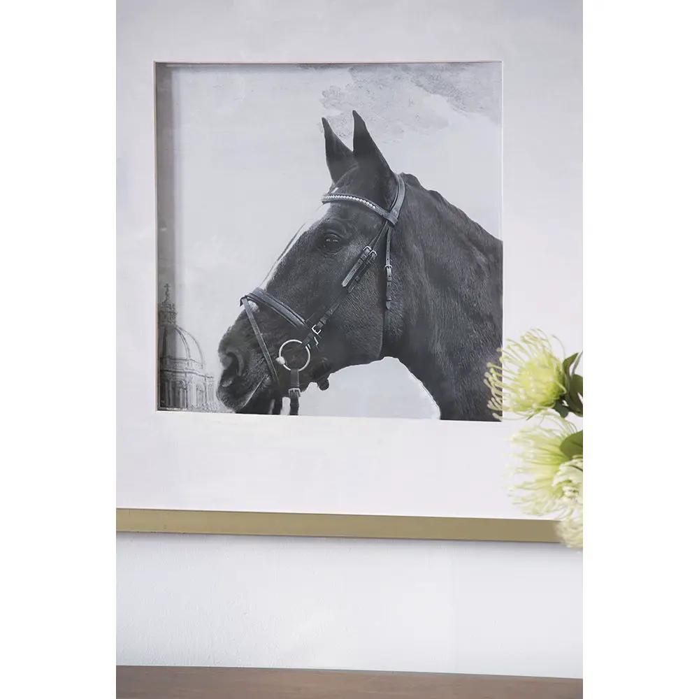 Wall Art Horse Animal Printing, Wall Decor Accent (Set of 2) - Golden / White by HouseOfZazla