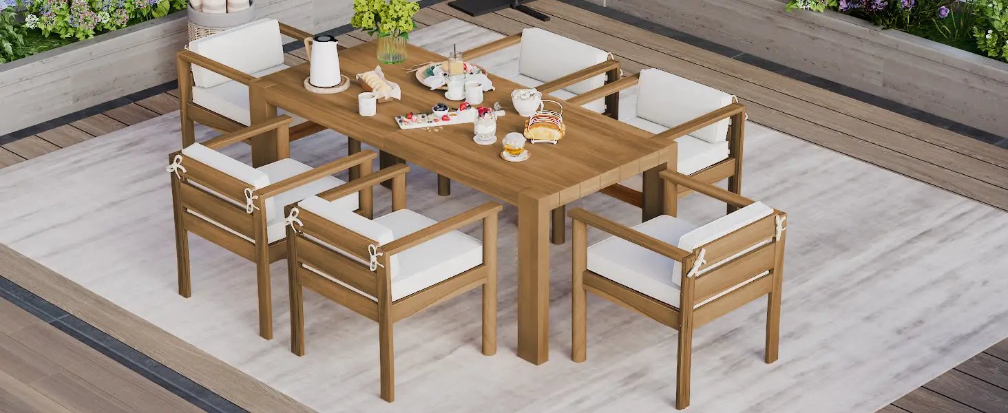 TREXM 7-Piece Patio Dining Table Set for 6 by HouseOfZazla