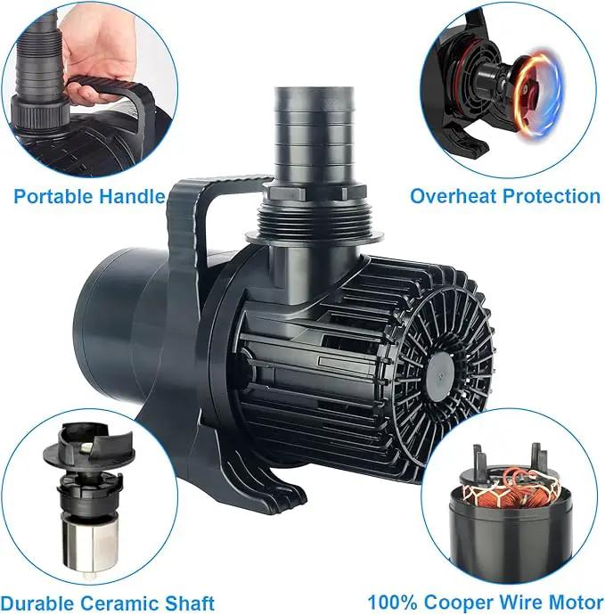 Outdoor Large 8300gph-520W 32.8FT Pond Water-fall & Kio Fish Fountain-s &Garden Pump Submersible IPX8: Long 32.8FT Cord Smart-er & Quieter Duck & Yard &Patio Ponds Pumps, 1 Barrier Pump Bag by GreenHaven Gardens