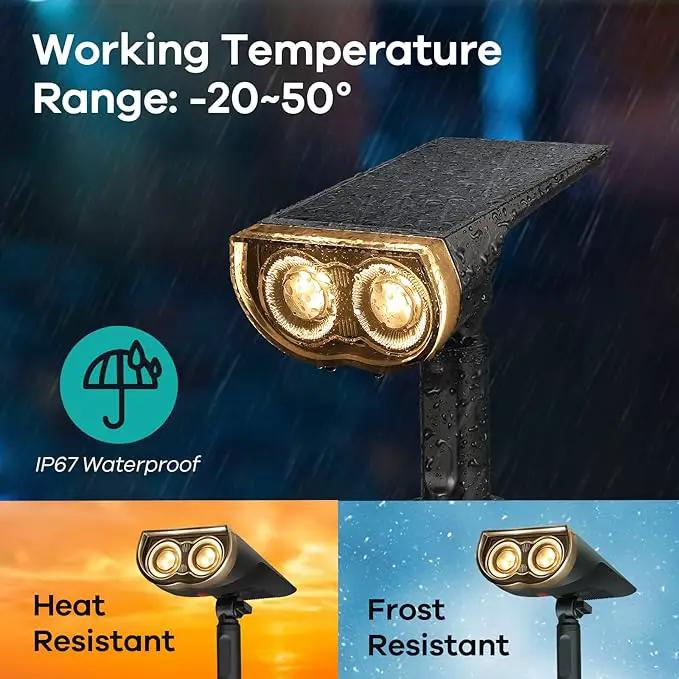 Consciot Solar Spotlights Outdoor, IP67 Waterproof 2-in-1 Solar Spot Lights, Durable Christmas Decorations Lights for Garden Yard Pathway Driveway Porch Walkway, Auto On/Off, 2 Pack(Warm White) by GreenHaven Gardens