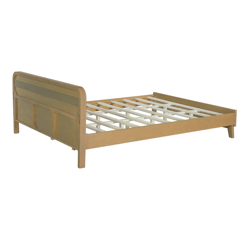 Pine Solid Wood Queen Size Bed, Rustic Yellow by HouseOfZazla