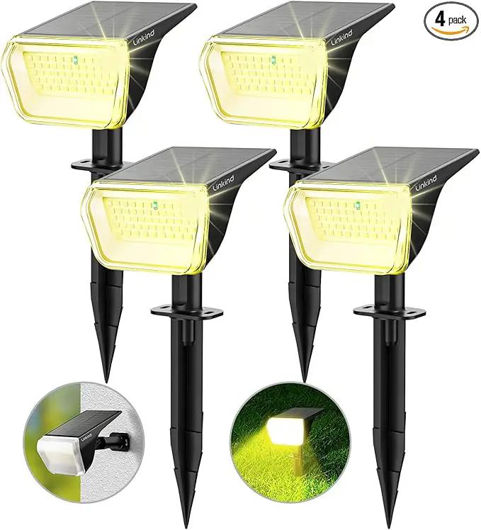 Linkind Solar Spot Lights Outdoor, 60 LEDs Solar Landscape Lights with 30% Conversion Rate and Waterproof IP67, Ideal for Outside, Garden, Yard, Pathway (4 Pack, Warm White) by GreenHaven Gardens