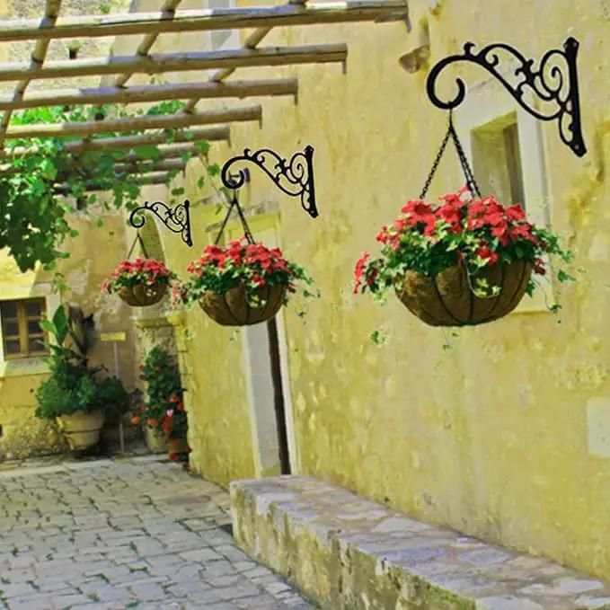 Hanging Planter Brackets 12-Inch 2 Pcs,Outdoor Hanging Brackets Wall Hook Heavy Duty Planter Brackets,Black Iron Planters Hook Indoor/Outdoor Planter Hanger Hooks by GreenHaven Gardens