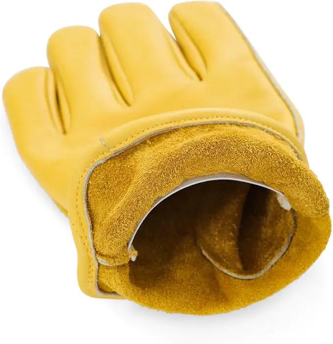 DULFINE Leather Work Gloves for Men & Women, Reinforced Durable Gardening Gloves,Cowhide Work Gloves,Puncture & Cut Resistant by GreenHaven Gardens