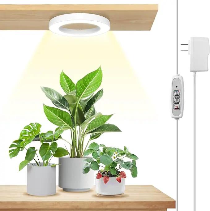 LORDEM 6.3” Ceiling Grow Light for Indoor Plants, 72 LEDs Full Spectrum Halo Plant Light, Under Cabinet Growing Lamp with 4/8/12H Auto Switch, 4 Dimmable Brightness Levels, Ideal for Pot Plants by GreenHaven Gardens