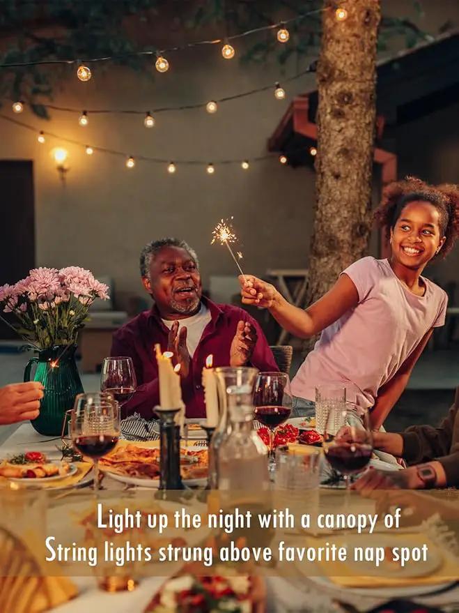 DAMAING Outdoor String Lights 400FT Patio Lights with 208 shatterproof G40 dimmable Globe LED Bulb, Waterproof connectable Outdoor Lighting for Backyard Porch Balcony gazobo, 4-Pack 100FT,Black by GreenHaven Gardens
