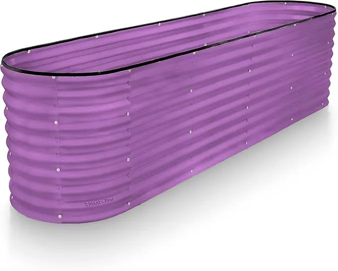 Galvanized Raised Garden Beds Outdoor // 8×2×2 ft Planter Raised Beds for Gardening, Vegetables, Flowers // Large Metal Garden Box (Purple) // Patented Tool-Free Design by GreenHaven Gardens