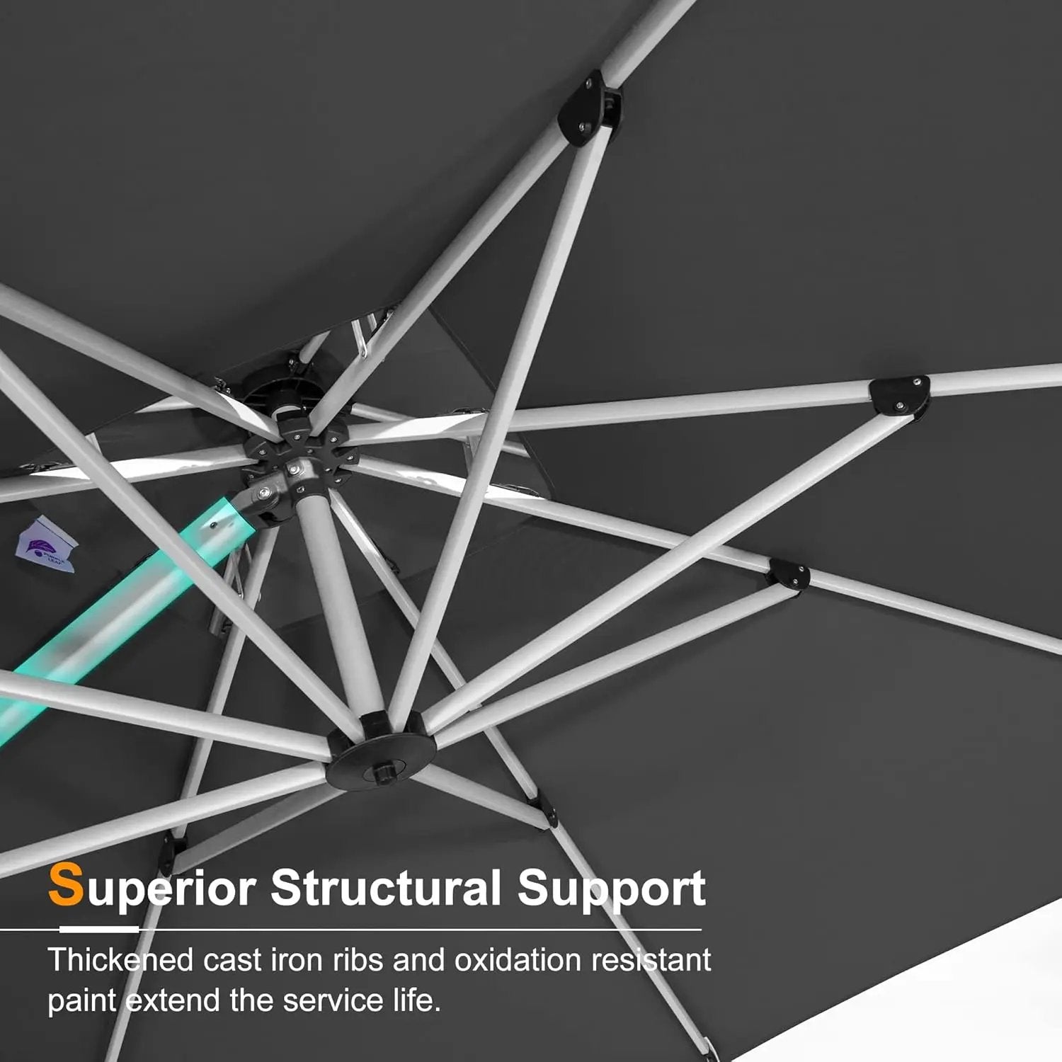 PURPLE LEAF 12 Feet Double Top Round Deluxe Patio Umbrella Offset Hanging Umbrella Outdoor Market Umbrella Garden Umbrella, Grey by GreenHaven Gardens