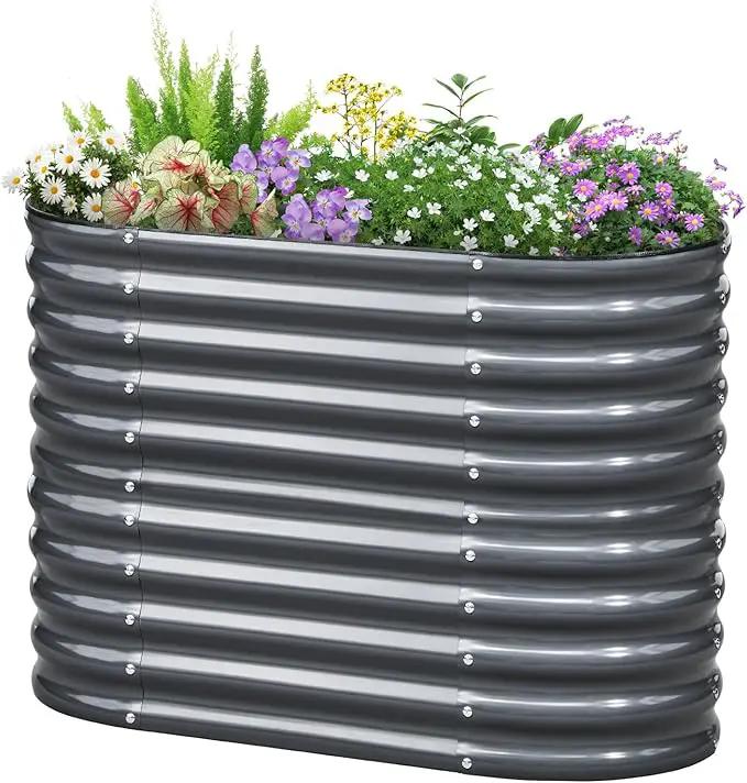 KING BIRD Raised Garden Bed 2.85 ft Tall 6 in 1 Galvanized Planter Garden Box Outdoor for Gardening, Deep Root Vegetables, Flowers Dark Grey 47.2X23.6X34.2 in by GreenHaven Gardens