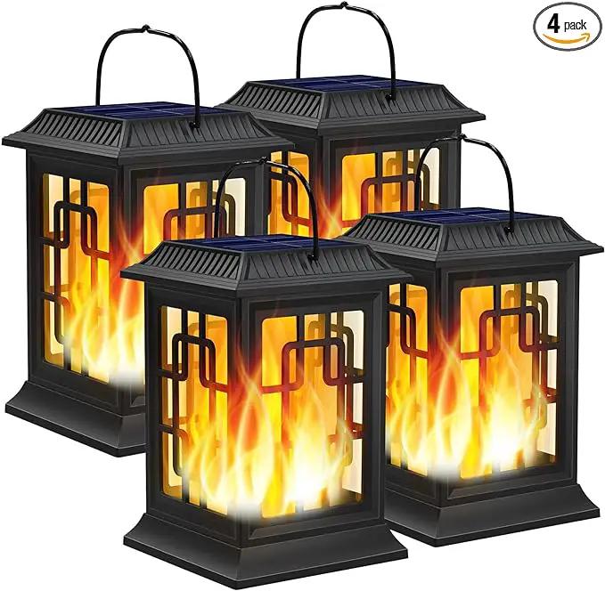 Solar Lanterns Outdoor Waterproof, Hanging Solar Lights for Outside Black Hanging Solar Powered Lantern Decorative for Garden Yard Patio, 4 Pack by GreenHaven Gardens