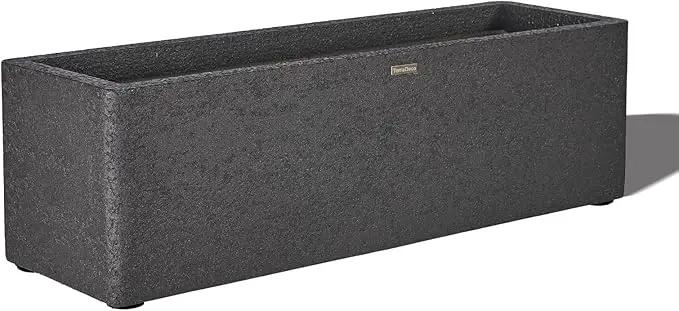 31 Inch Rectangular Concrete Planter,Durable All-Weather Use with Drainage Holes,Large Rectangular Planter for Outdoor Indoor Plants by GreenHaven Gardens