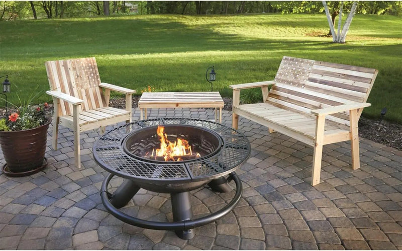Castlecreek 47" Fire Pit BBQ Grill Outdoor Wood Burning Steel Log Firepit for Camping, Grilling, Smores, Yard, Cooking Outside, Barbecue, Bonfire Wilderness by GreenHaven Gardens