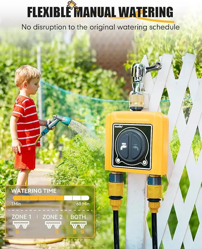 RAINPOINT WiFi Water Timer with Brass Inlet & Outlet，2 Zone WiFi Hose Timer for Lawn,WiFi Sprinkler Controller via APP/Voice Control,Automatic Watering System by Time/Weather/Quantity/Soil Moisture by GreenHaven Gardens