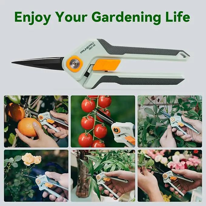 PrunePro Garden Scissors Pruning Shears Sharp Stainless Steel Non-Stick Teflon Coating Blade for Precise Cuts Garden Snip Bonsai Clippers for Plants Rose Flower 3 Pack by GreenHaven Gardens