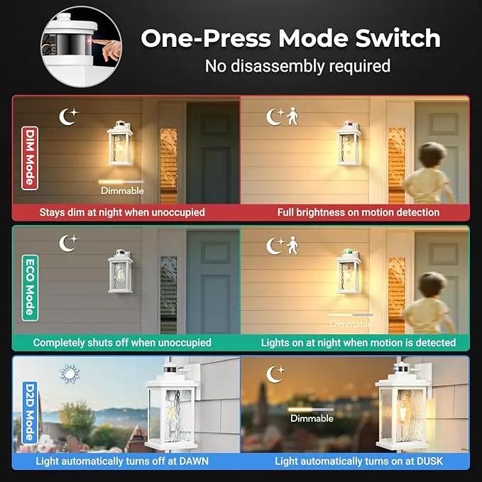 VIANIS Large Adjustable Sensitivity Motion Sensor Exterior Porch Lights, White Dusk to Dawn Outdoor Lighting, Anti-Rust Waterproof Front Porch Light for Garage, Front Door by GreenHaven Gardens