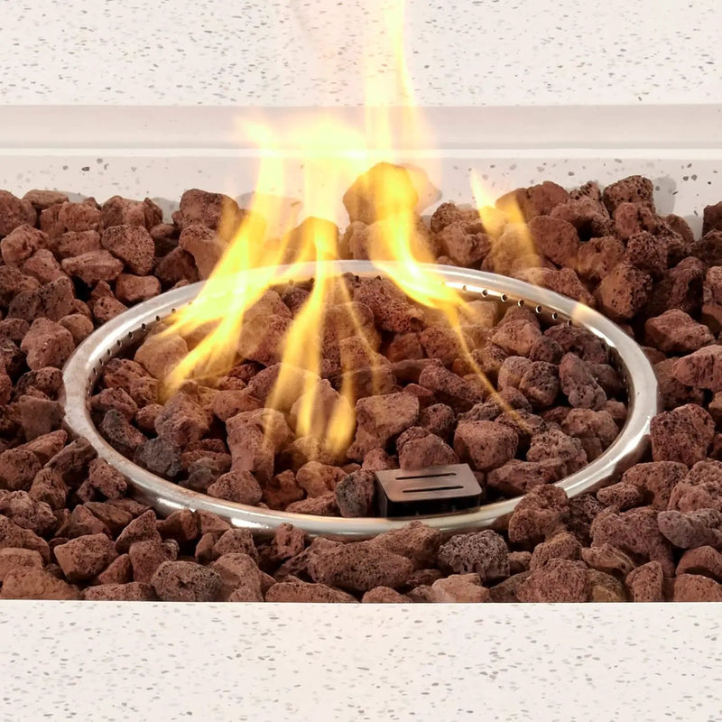 COSIEST Outdoor Propane Fire Pit Coffee Table w Square Faux Stone 35-inch Base, 50,000 BTU Stainless Steel Burner, Free Lava Rocks and Rain Cover by GreenHaven Gardens