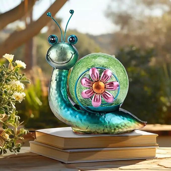 MUMTOP Solar Lantern Outdoor Waterproof LED Solar Lights Snail Decorative Tabletop Lanterns for Patio Garden Table Decor by GreenHaven Gardens