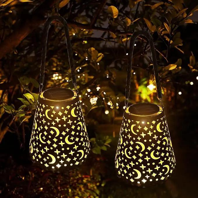 Hanging Solar Lanterns Outdoor Waterproof Star Moon Solar Lights Metal Outdoor Decor, LED Decorative Solar Garden Lights for Garden, Backyard, Tree, Porch(1 Pack) by GreenHaven Gardens