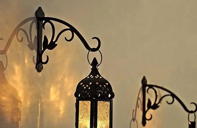 2 Pcs 8-Inch Decorative Iron Lantern Hooks for Wall Hanging Mason Jar Sconces Outdoor Solar Lights, Black by GreenHaven Gardens