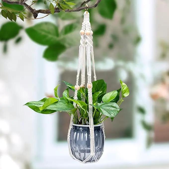 Small Hanging Planters Self Watering 5 Inch, 3 Set Hanging Plant Pot for Indoor Outdoor Plants, Hanging Flower Pots with Drainage Hole & 2 Kinds of Plant Hangers for Garden Home Decor by GreenHaven Gardens