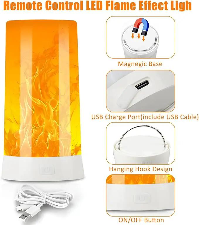Bestview LED Flame Lights with Remote & Timer,4 Modes USB Rechargeable Battery Operated Fire Flickering Flameless Candles Campfire Table Lamp for Halloween,Christmas,Indoor&Outdoor Decoration (2 Pack) by GreenHaven Gardens