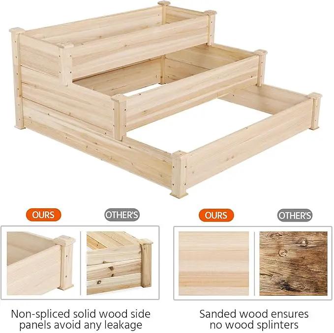 Yaheetech 3 Tier 47 x 47 x 22in Raised Garden Bed Horticulture Outdoor Elevated Flower Box Tiered Garden Bed Wooden Vegetables Growing Planter for Backyard/Patio/Gardener by GreenHaven Gardens
