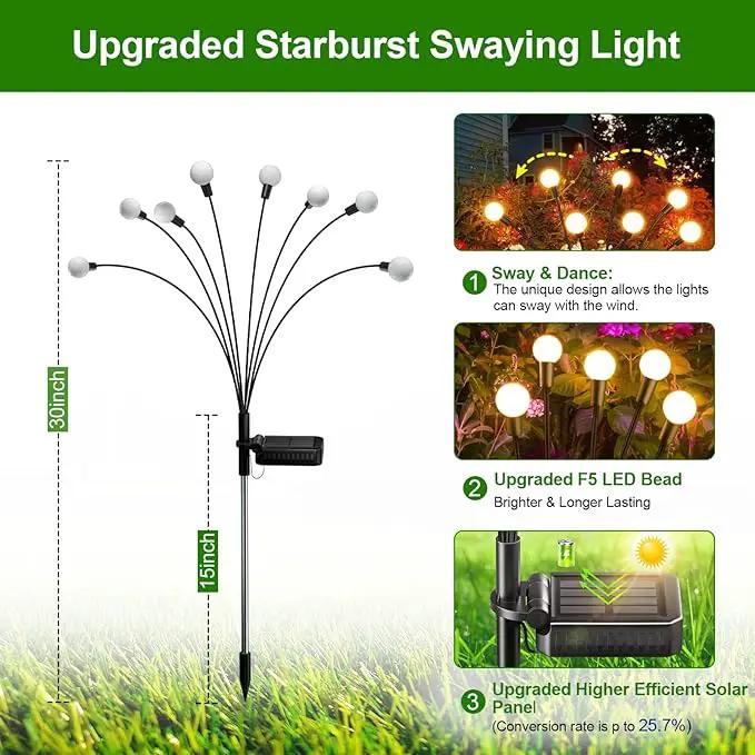 LETMY 6 Pack 48 LED Solar Garden Lights, Upgraded Swaying Firefly Lights Outdoor Waterproof for Outside Garden Decor Yard Patio Decorations, Larger Solar Panel & Bigger Bulb Base by GreenHaven Gardens