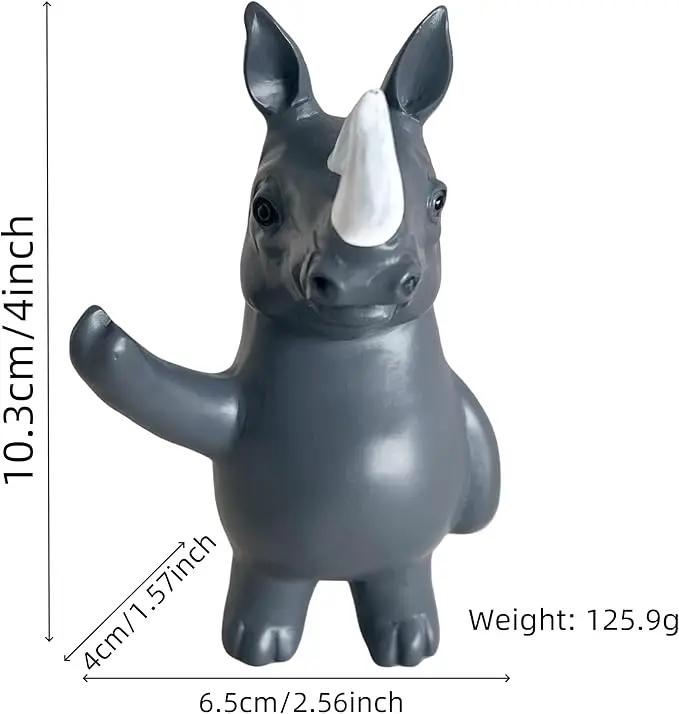 Jxueych Rebellious Rhino Figurine, Miniature Resin Rhino Standing 4 Inch, Adorable Mini Rhino - The Perfect Blend of Power and Charm for Your Home Decor! by GreenHaven Gardens